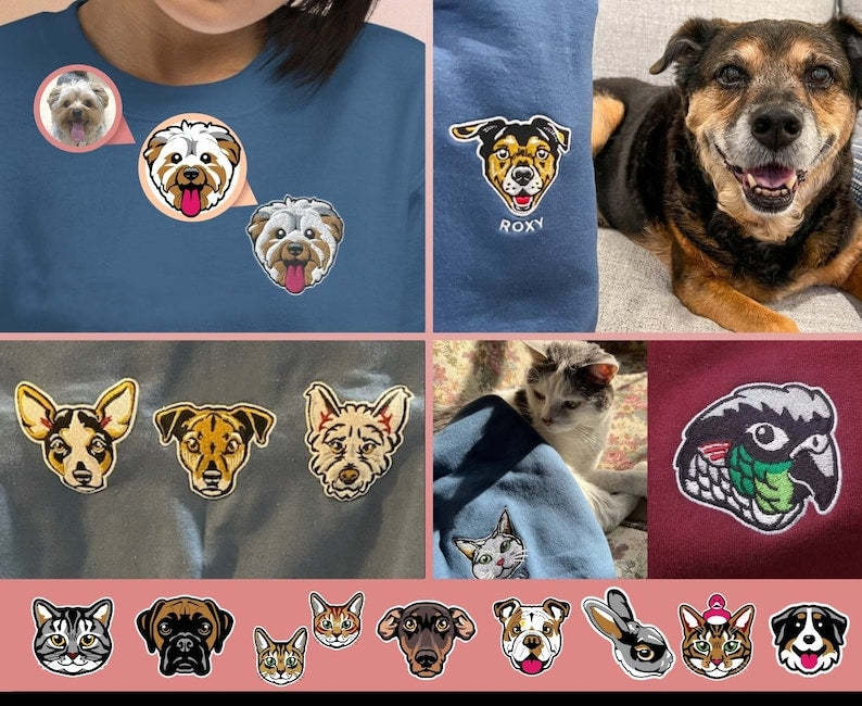 Custom Embroidered Pet Sweatshirt | Personalized Pet Embroidery Jumper From Photo