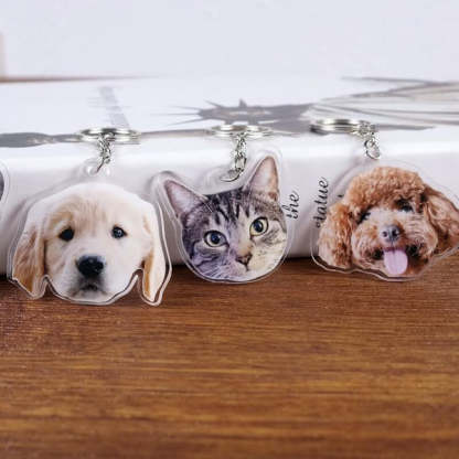Custom Pet Keychain Personalized Photo Cutout Keychain Custom Face Keyring Gifts For Pet Lover