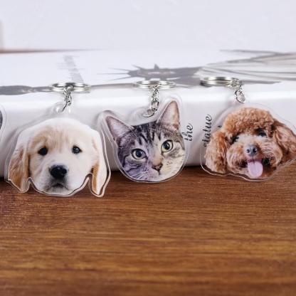 Custom Pet Keychain Personalized Photo Cutout Keychain Custom Face Keyring Gifts For Pet Lover