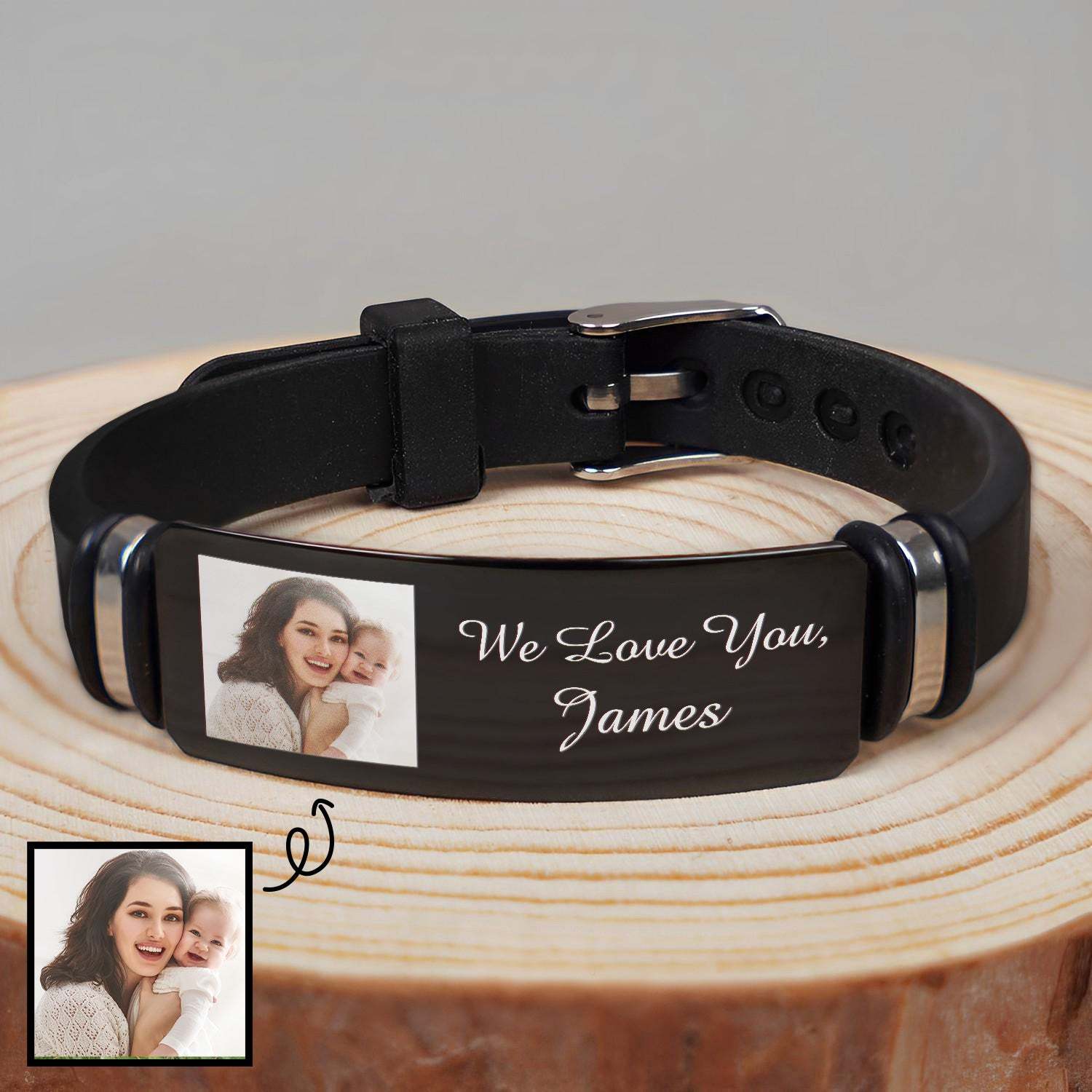 Custom Photo We Love You - Birthday, Loving Gift For Husband, Dad, New Parent - Personalized Engraved Bracelet-ilovevango