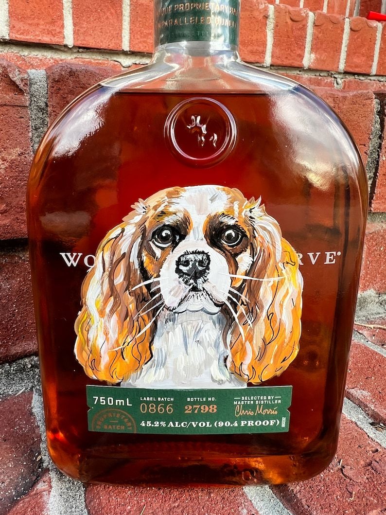 Personalized Hand Painted Pet Portrait Whiskey Bottles