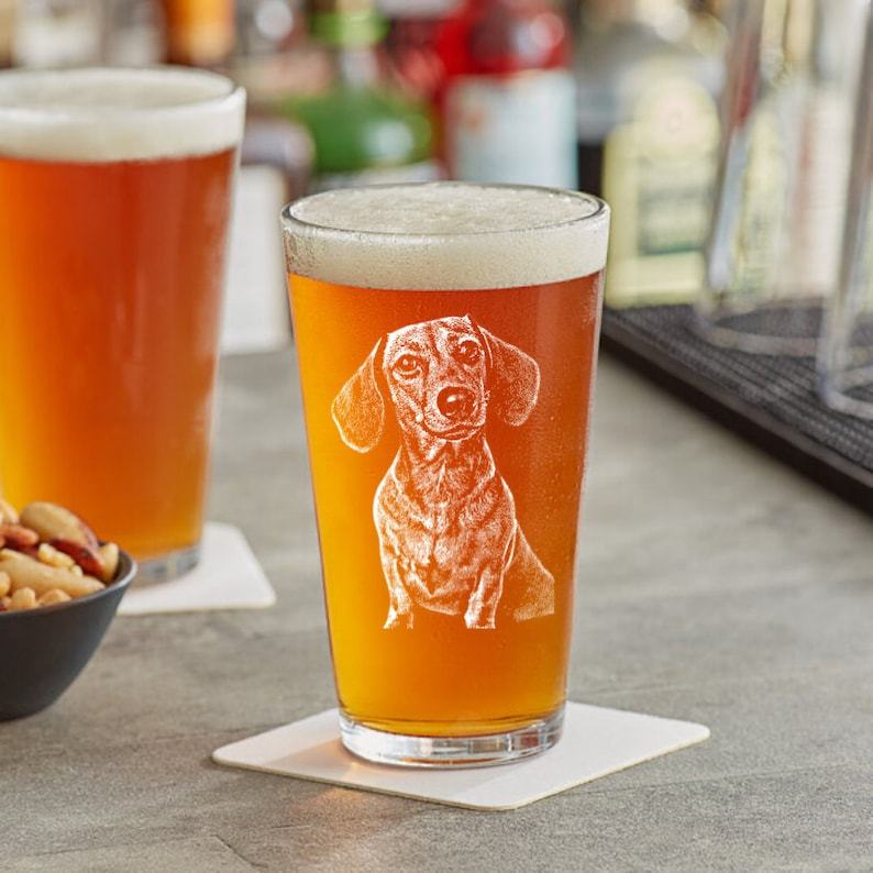 Custom Engraved Pint Glass Pet's Photo