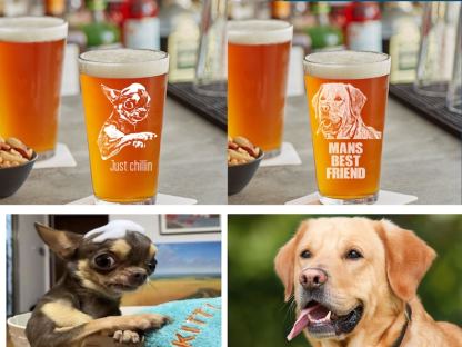 Custom Engraved Pint Glass Pet's Photo