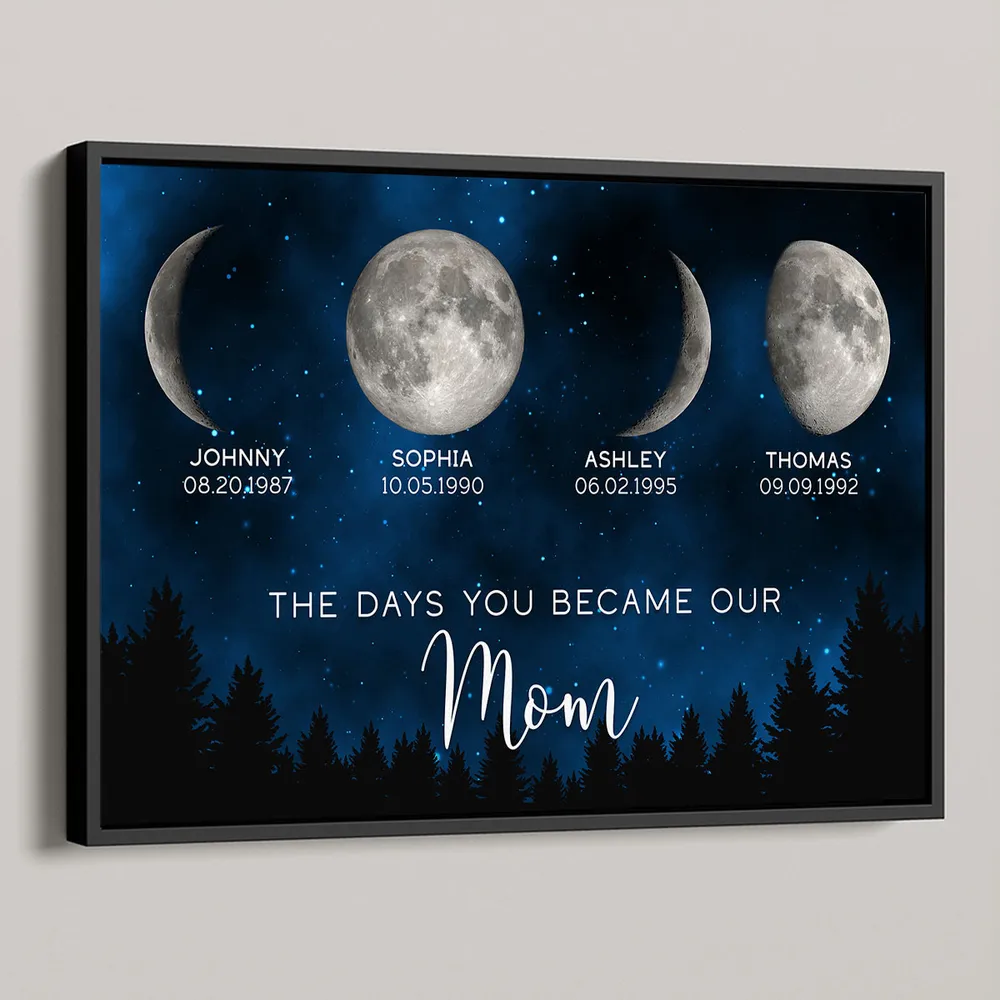 Galaxy Night The Days You Became Our Mom Birthday Moon Phase Frame, A Heartfelt Gift for Mom’s Birthday, Mother’s Day, or Just Because
