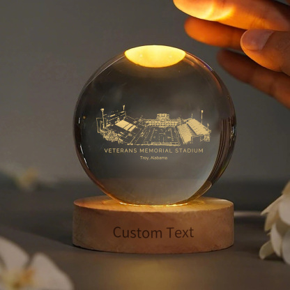 Veterans Memorial Stadium 3D Spherical Crystal Lamp