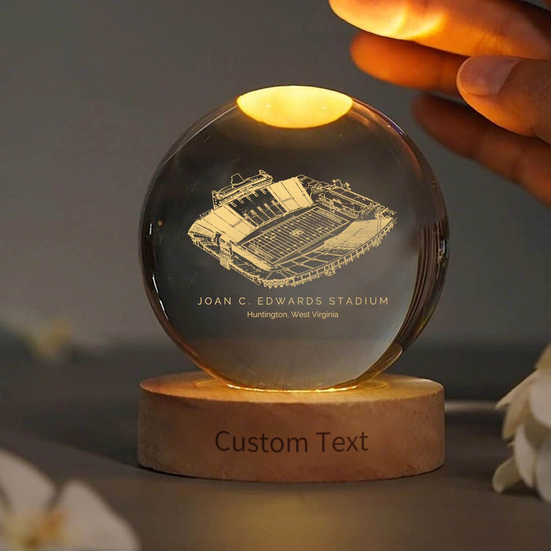 Joan C. Edwards Stadium 3D Spherical Crystal Lamp