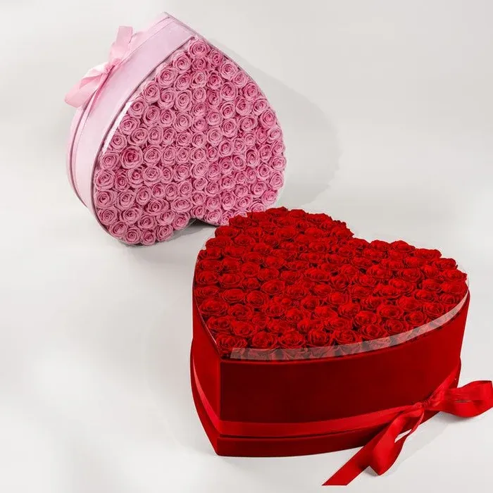 Heart Glitter Rose Box With Initial Couple Gift
