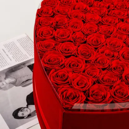 Heart Glitter Rose Box With Initial Couple Gift