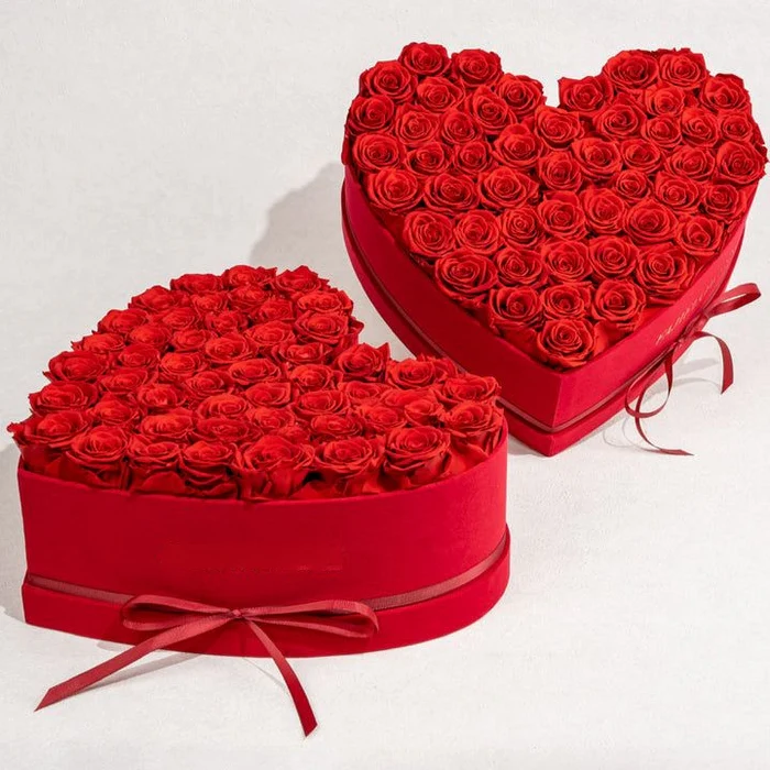 Heart Glitter Rose Box With Initial Couple Gift