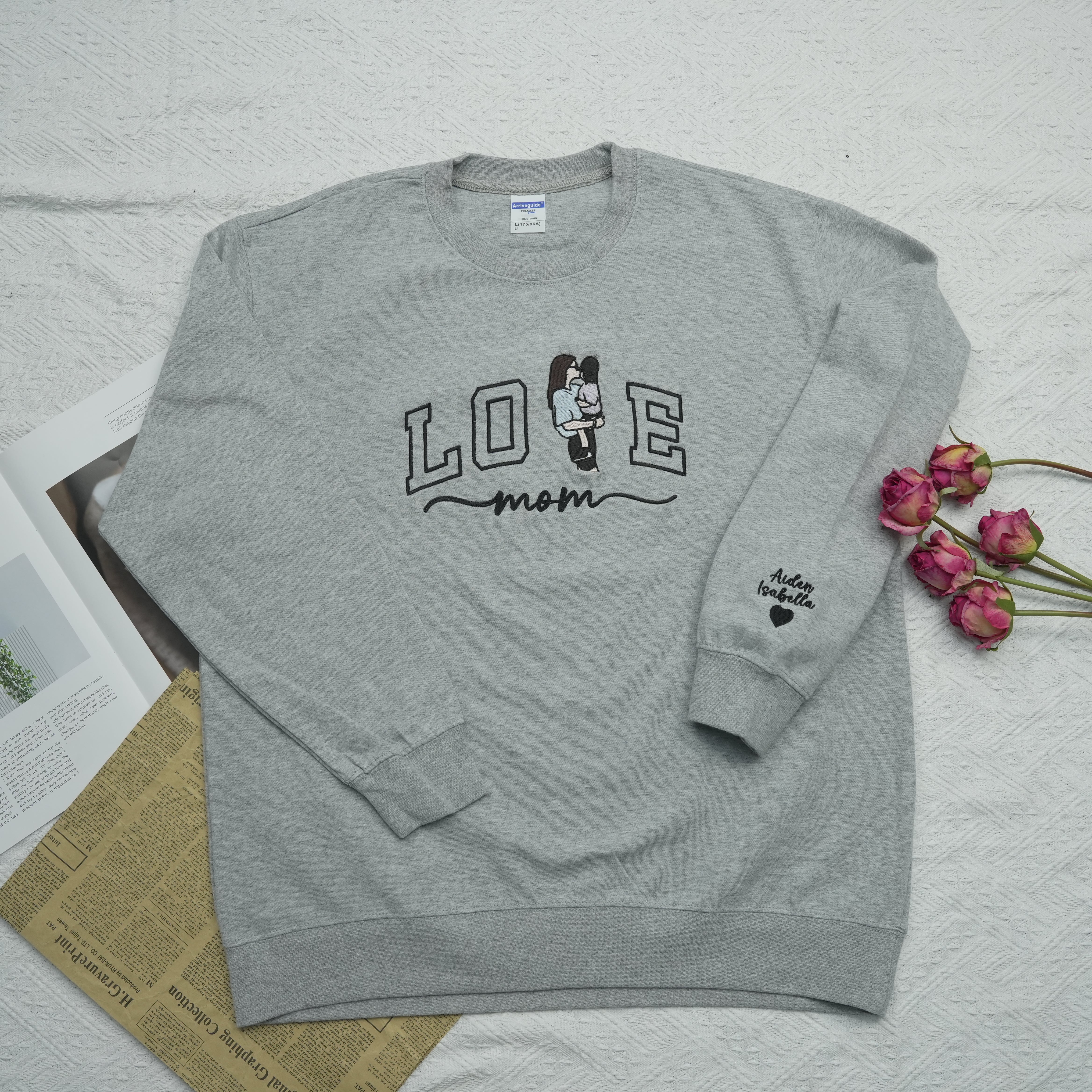 Custom Embroidered Photo Portrait For Mom Love Sweatshirt