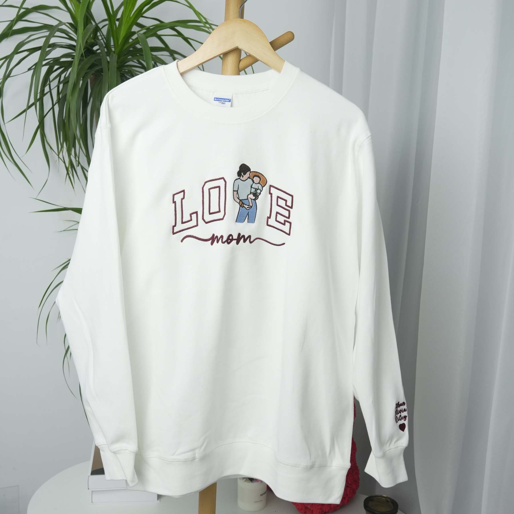 Custom Embroidered Photo Portrait For Mom Love Sweatshirt