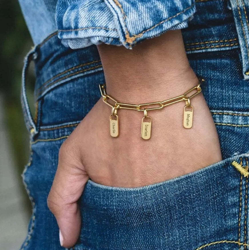 Rory Chain Link Bracelet with Custom Charms-ilovevango
