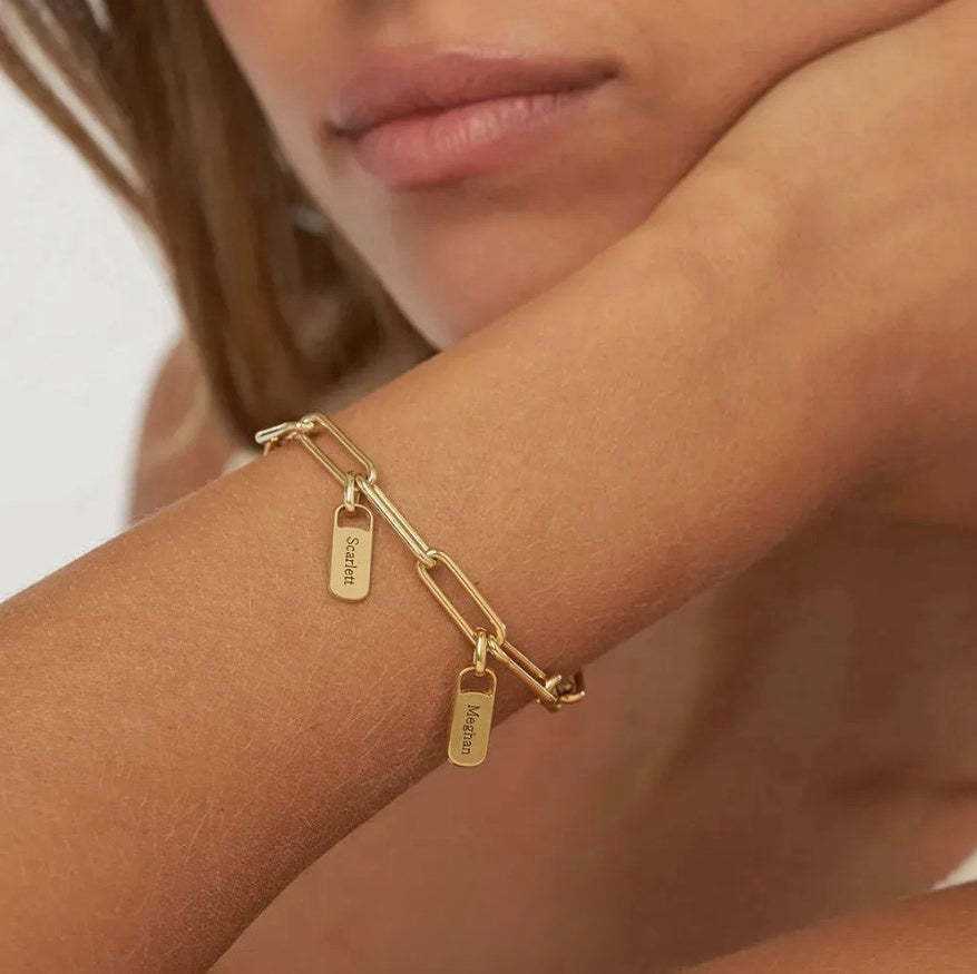 Rory Chain Link Bracelet with Custom Charms-ilovevango