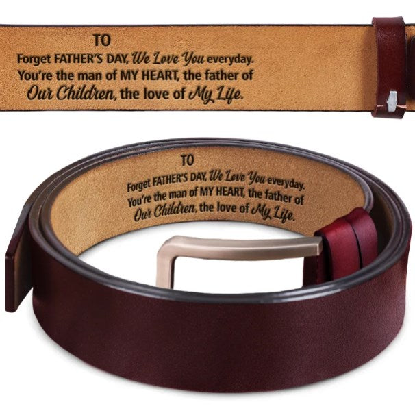 The Man Of My Heart The Father Of Our Children - Dad Gift From Wife To Husband - Personalized Engraved Leather Belt-ilovevango