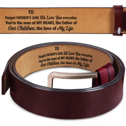 The Man Of My Heart The Father Of Our Children - Dad Gift From Wife To Husband - Personalized Engraved Leather Belt-ilovevango