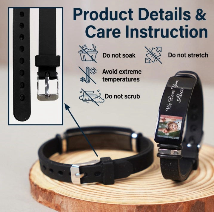 Custom Photo We Love You - Birthday, Loving Gift For Husband, Dad, New Parent - Personalized Engraved Bracelet-ilovevango