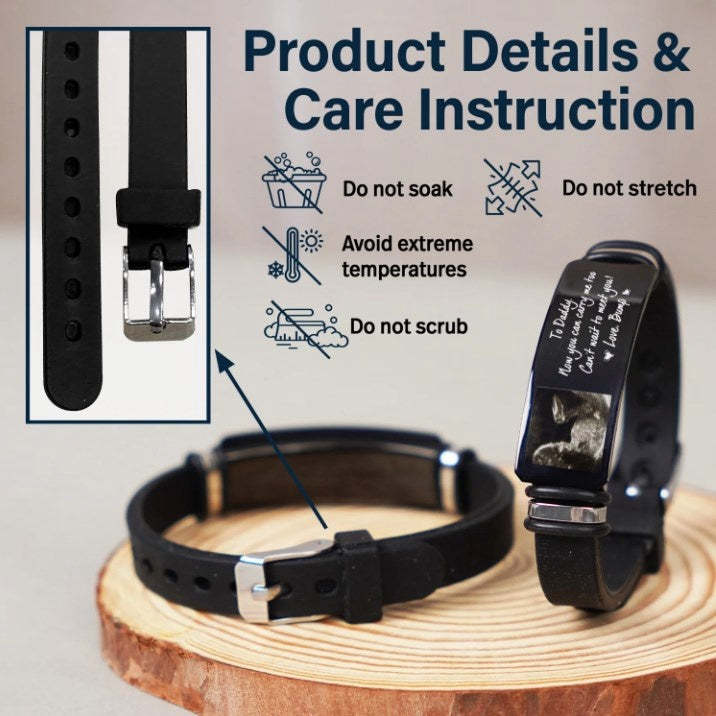 Custom Photo Now You Can Carry Me Too - Gift For Dad, Father, New Parents - Personalized Engraved Bracelet-ilovevango