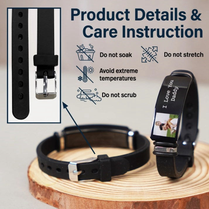 Custom Photo I Love You Daddy - Gift For Father - Personalized Engraved Bracelet-ilovevango