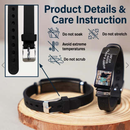 Custom Photo Hubby And Wifey - Birthday, Anniversary Gift For Spouse, Husband, Wife, Couple - Personalized Engraved Bracelet-ilovevango