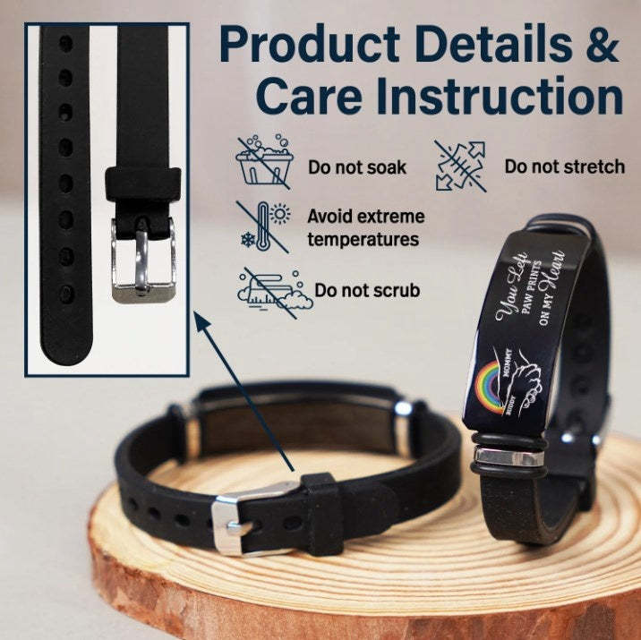 You Left Paw Prints On My Heart - Memorial Gift For Dog Lovers, Dog Mom, Dog Dad - Personalized Engraved Bracelet-ilovevango