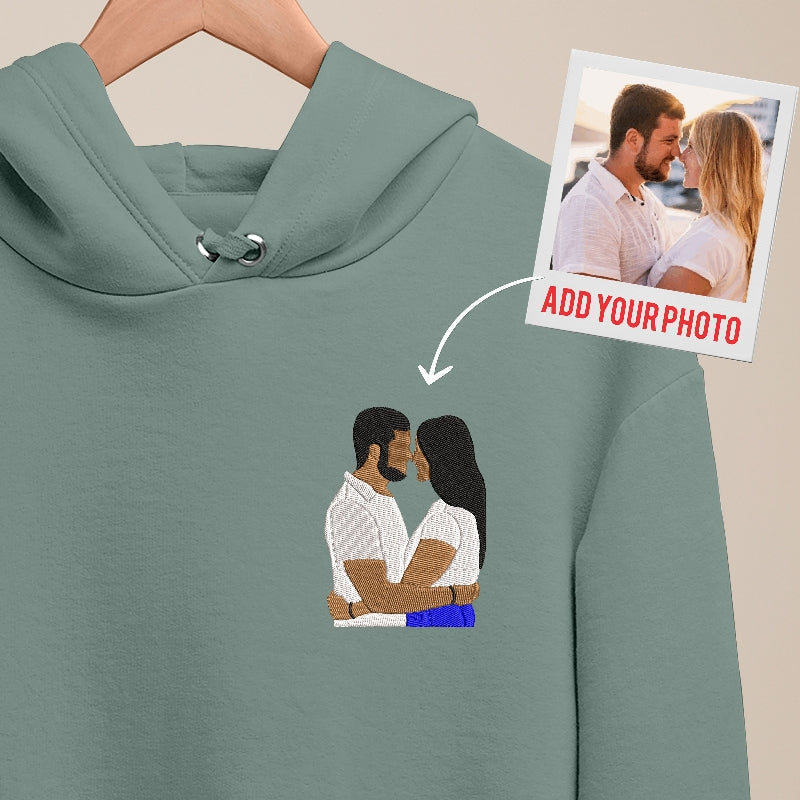 Gifts For Couple Custom Embroidered portrait Sweatshirt