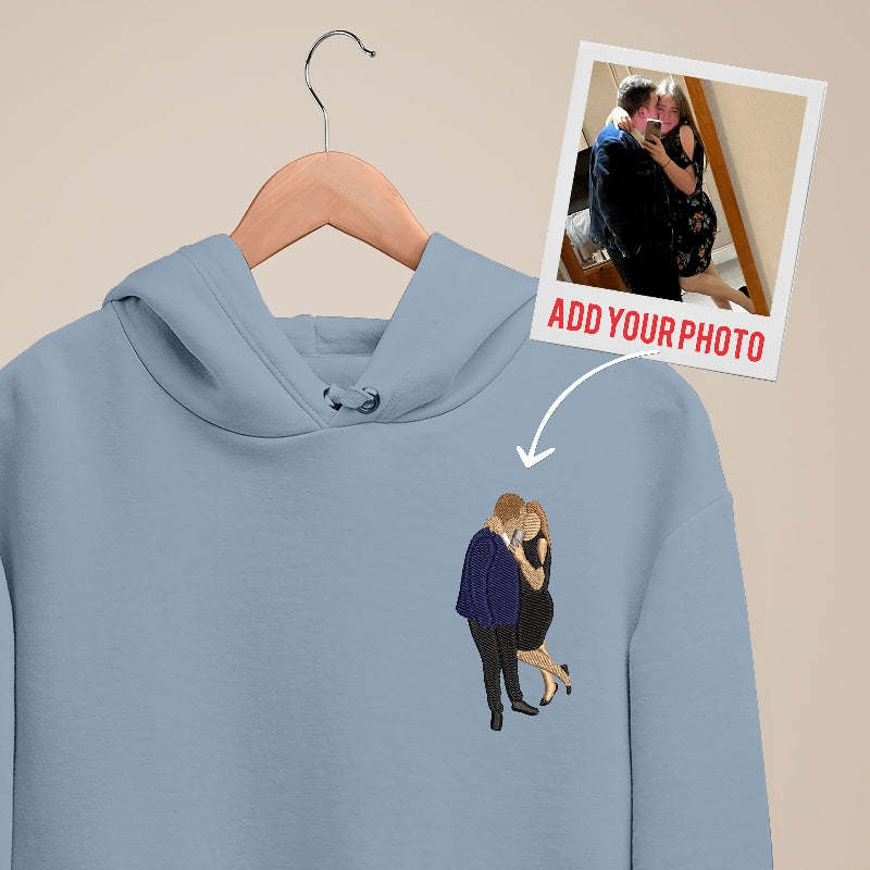Gifts For Couple Custom Embroidered portrait Sweatshirt