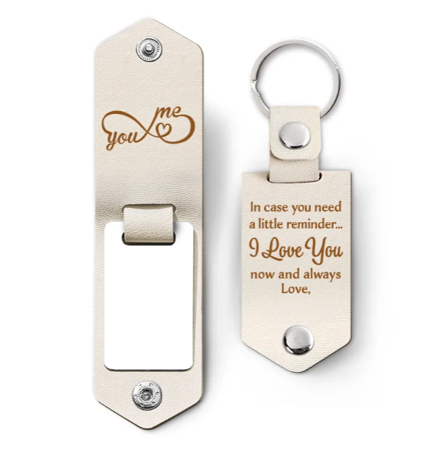 Custom Photo In Case You Need A Little Reminder - Gift For Couples, Husband, Wife - Personalized Leather Photo Keychain-ilovevango