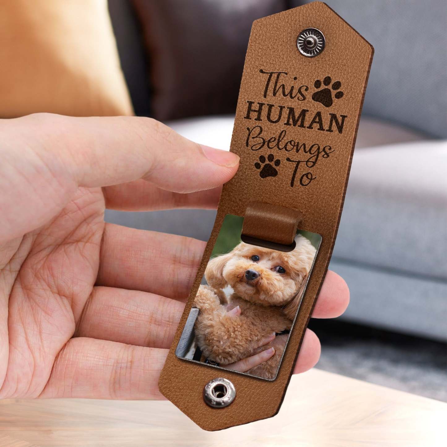 Custom Photo Dog Portrait - Gift For Pet Owners, Pet Lovers - Personalized Leather Photo Keychain