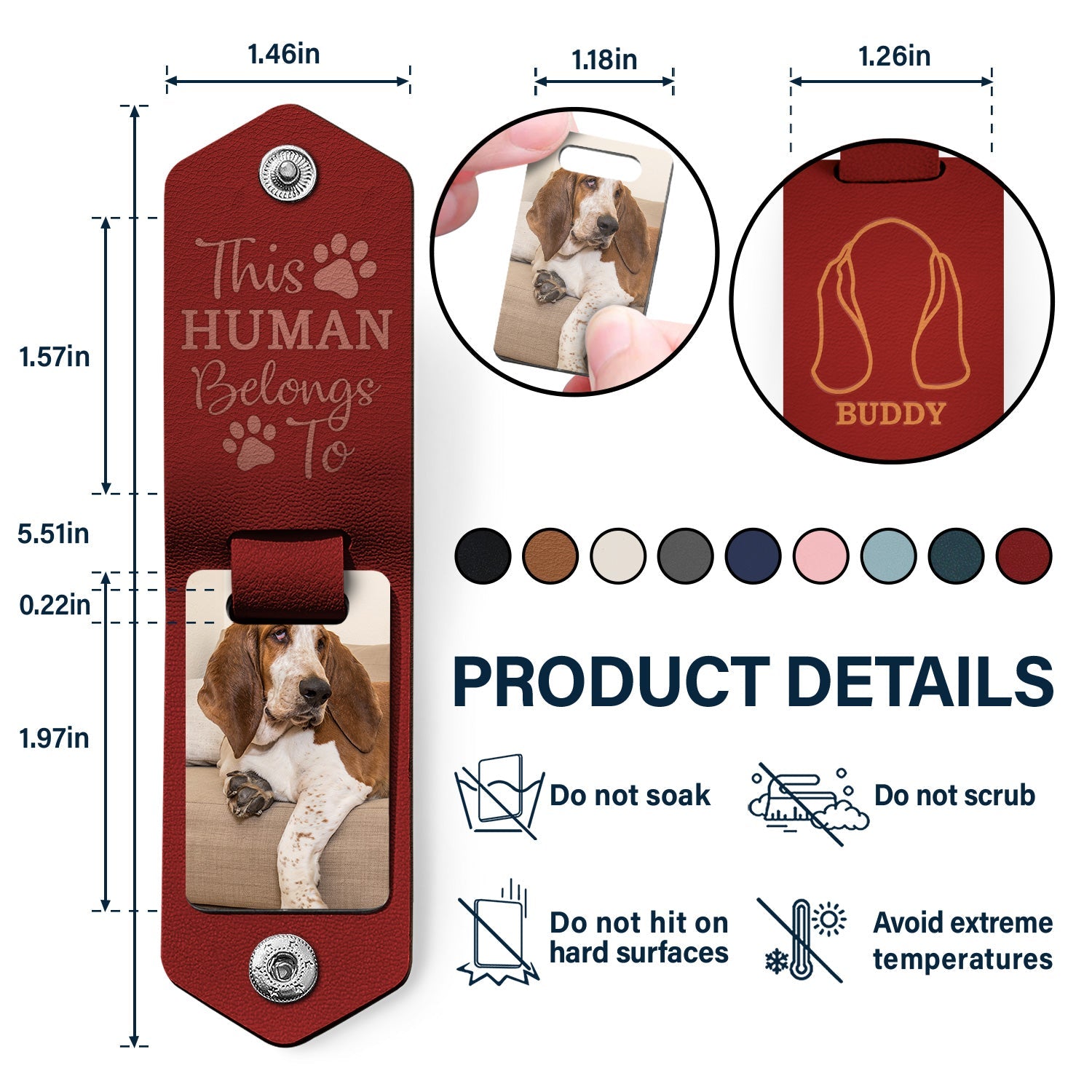 Custom Photo Dog Portrait - Gift For Pet Owners, Pet Lovers - Personalized Leather Photo Keychain