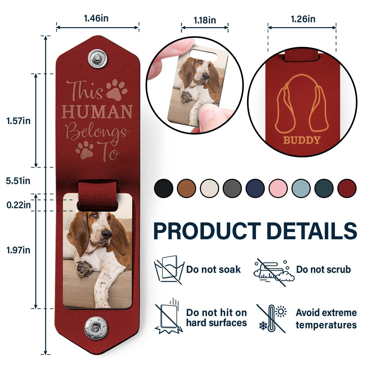 Custom Photo Dog Portrait - Gift For Pet Owners, Pet Lovers - Personalized Leather Photo Keychain