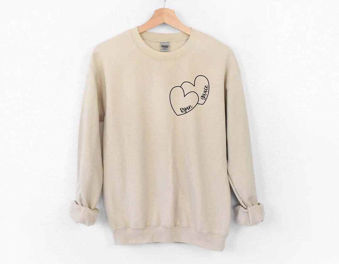 Custom Sweatshirt, Hearts Sweatshirt, Love Sweatshirt, Personalized Sweater, Valentine Gift, Mom Gift, Bridal Shower Gift-ilovevango