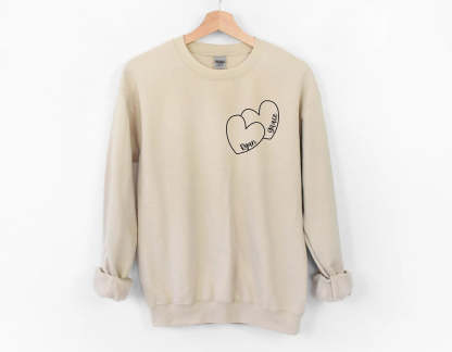 Custom Sweatshirt, Hearts Sweatshirt, Love Sweatshirt, Personalized Sweater, Valentine Gift, Mom Gift, Bridal Shower Gift-ilovevango