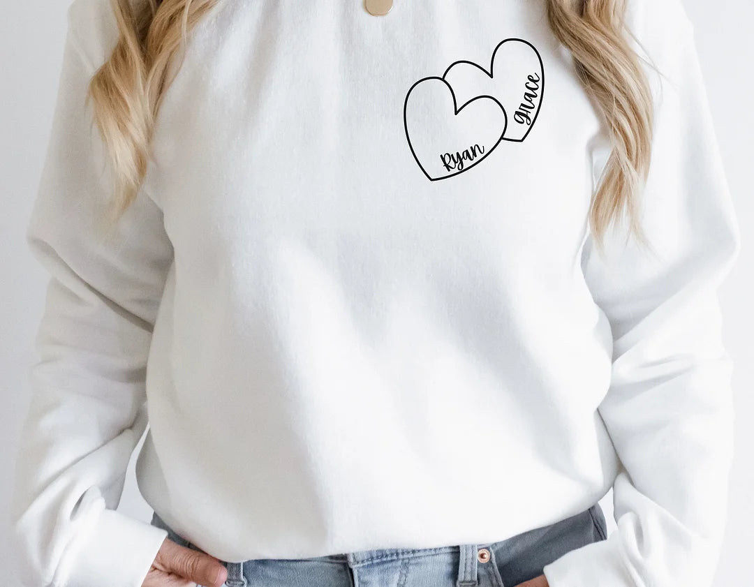 Custom Sweatshirt, Hearts Sweatshirt, Love Sweatshirt, Personalized Sweater, Valentine Gift, Mom Gift, Bridal Shower Gift-ilovevango