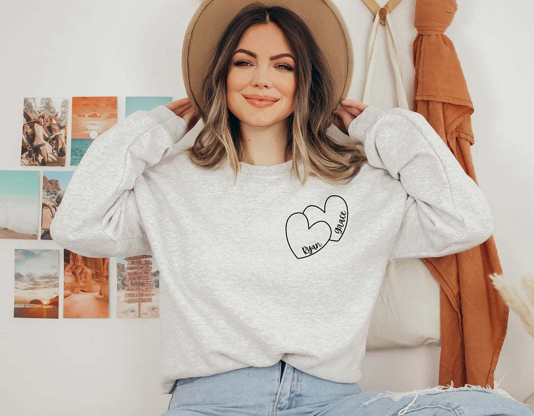 Custom Sweatshirt, Hearts Sweatshirt, Love Sweatshirt, Personalized Sweater, Valentine Gift, Mom Gift, Bridal Shower Gift-ilovevango