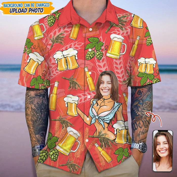 Custom Face Photo Gift For Husband And Boyfriend Hawaii Shirt