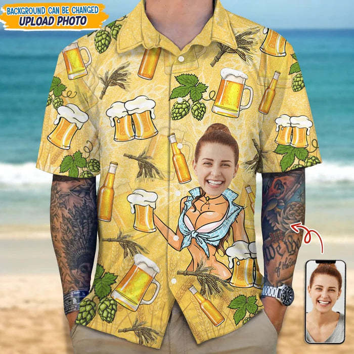 Custom Face Photo Gift For Husband And Boyfriend Hawaii Shirt