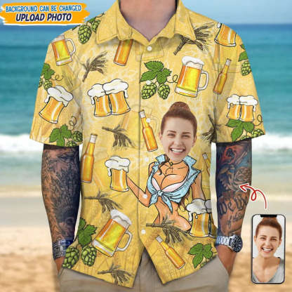 Custom Face Photo Gift For Husband And Boyfriend Hawaii Shirt