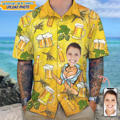 Custom Face Photo Gift For Husband And Boyfriend Hawaii Shirt