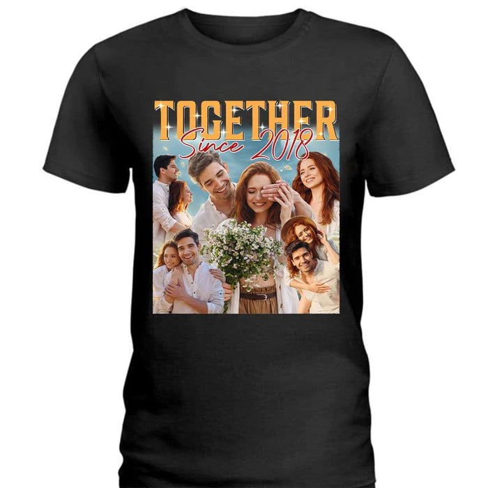 Custom Photo Couple Together Gift For Husband Wife T-Shirt
