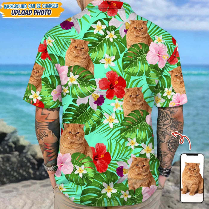Custom Photo Tropical Style Cat Hawaii Shirt