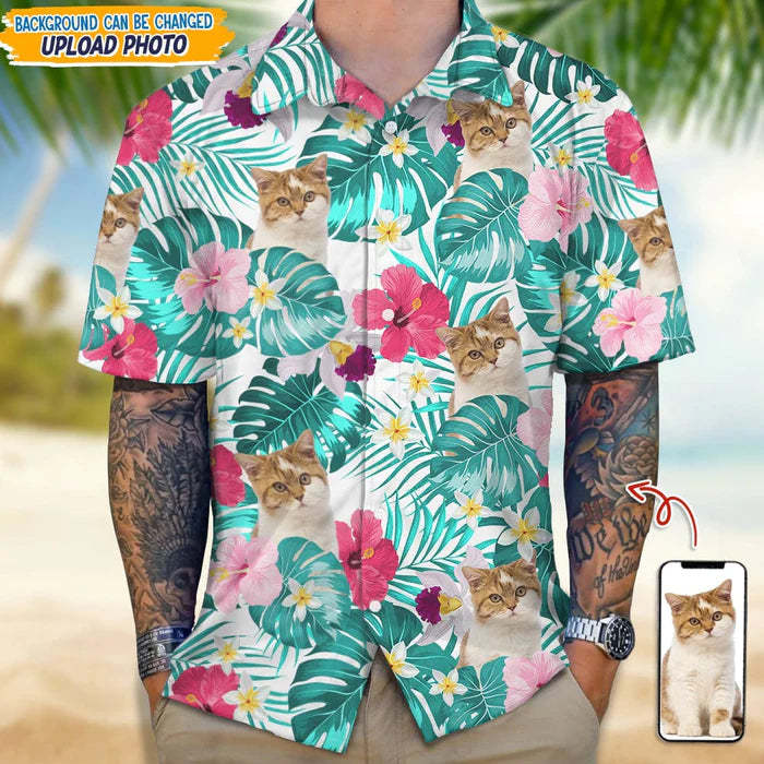 Custom Photo Tropical Style Cat Hawaii Shirt