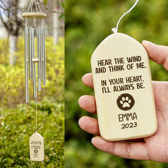 Hear The Wind And Think Of Me Dog Cat Memorial Wind Chimes Personalized Gifts-ilovevango