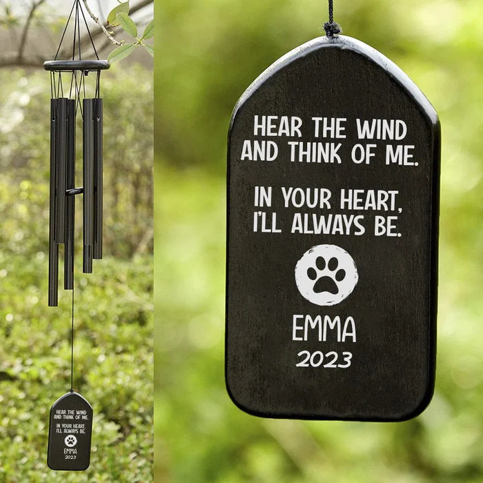 Hear The Wind And Think Of Me Dog Cat Memorial Wind Chimes Personalized Gifts-ilovevango