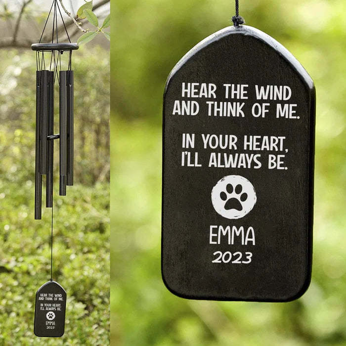 Hear The Wind And Think Of Me Dog Cat Memorial Wind Chimes Personalized Gifts-ilovevango
