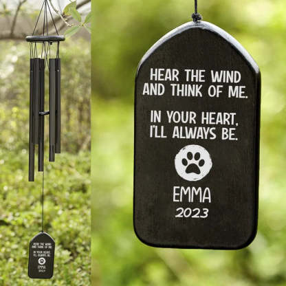 Hear The Wind And Think Of Me Dog Cat Memorial Wind Chimes Personalized Gifts-ilovevango
