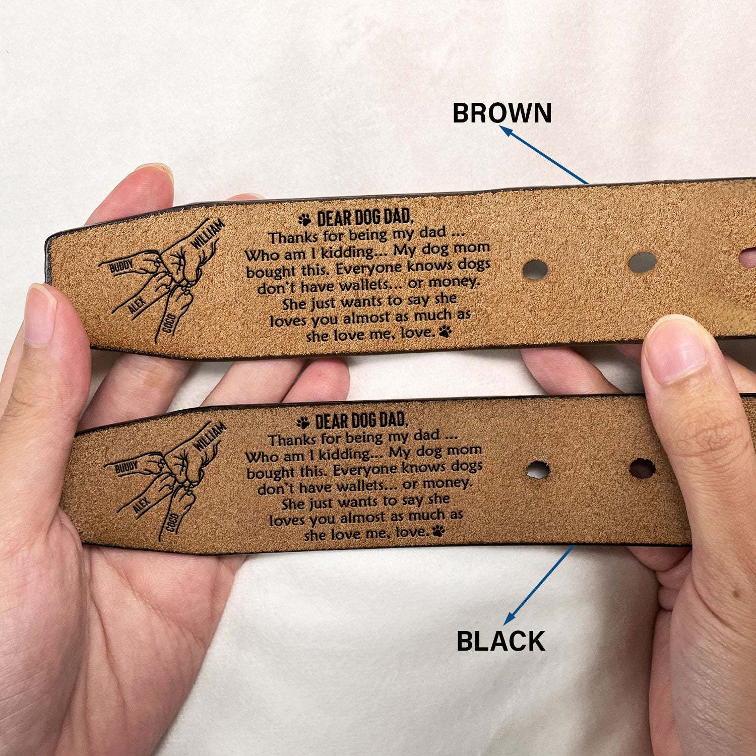 Thanks For Being My Dad - Gift For Dog Dad - Personalized Engraved Leather Belt