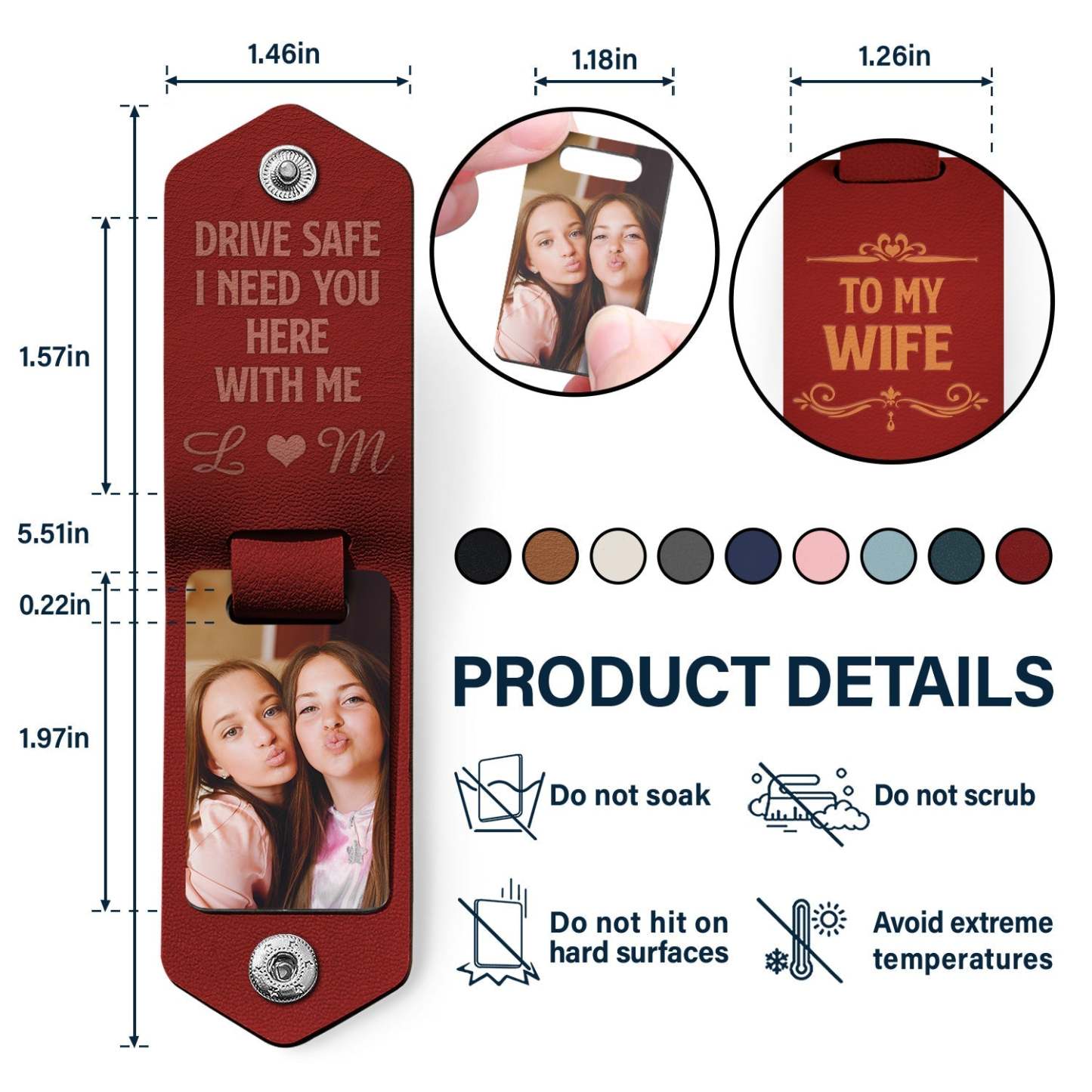 Custom Photo Drive Safe I Need You Here With Me - Loving, Anniversary Gift For Spouse, Husband, Wife - Personalized Leather Photo Keychain-ilovevango