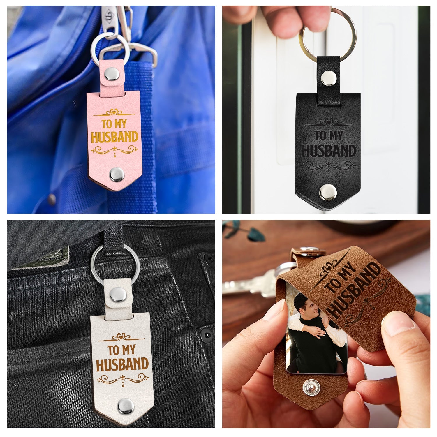 Custom Photo Drive Safe I Need You Here With Me - Loving, Anniversary Gift For Spouse, Husband, Wife - Personalized Leather Photo Keychain-ilovevango