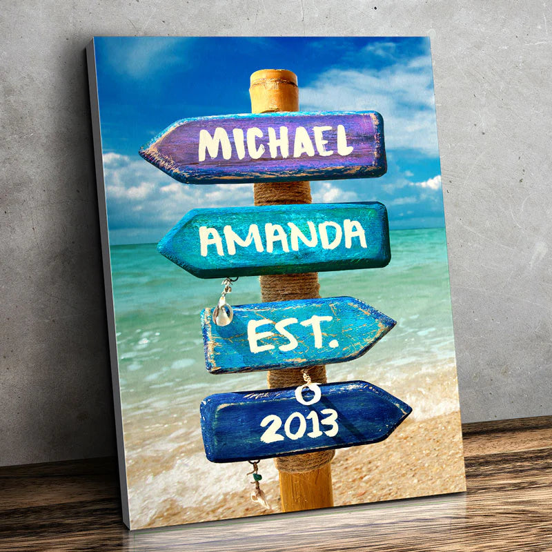 Love You To The Beach And Back - Couple Personalized Custom Vertical Canvas - Gift For Husband Wife, Anniversary-ilovevango