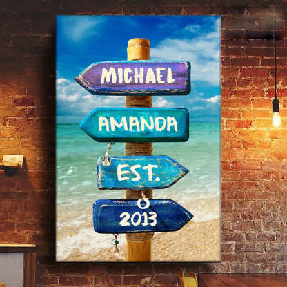 Love You To The Beach And Back - Couple Personalized Custom Vertical Canvas - Gift For Husband Wife, Anniversary-ilovevango